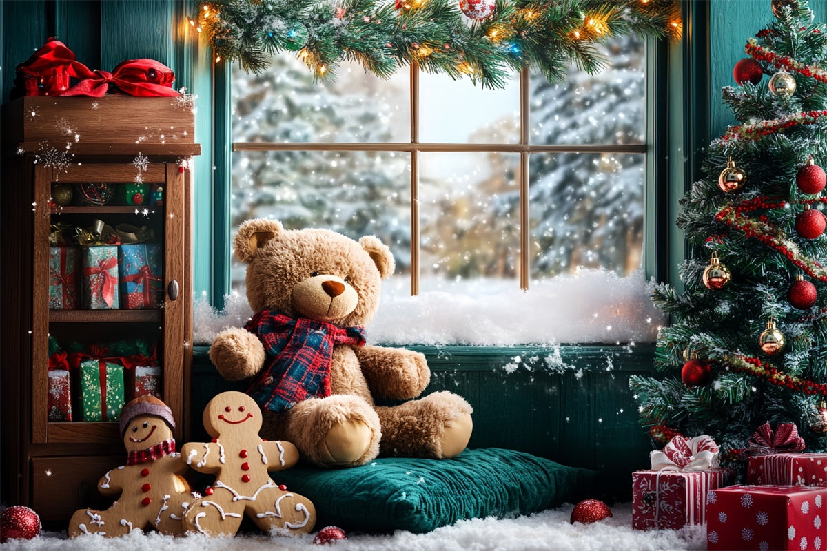 Weihnachten Backdrop für Fotos Teddybär Lebkuchen Backdrop CSH6-252