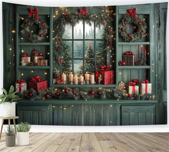 Weihnachten Fotokulissen Gemütliche Weihnachten Fenster Hintergrund CSH6-258