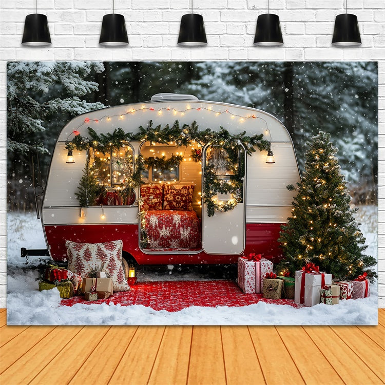 Weihnachten Backdrop für Fotos Retro Holiday Camper Hintergrund CSH6-260