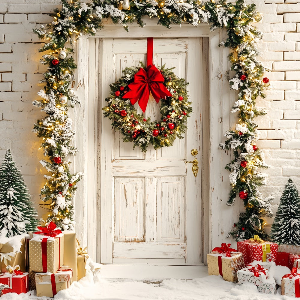 Weihnachten Backdrops für Fotos Girlande Glow Willkommen Backdrop CSH6-263