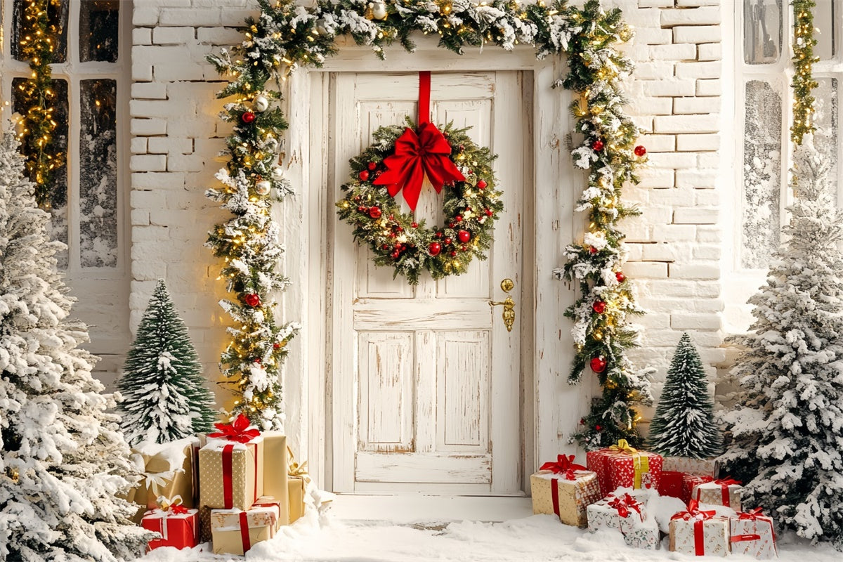 Weihnachten Backdrops für Fotos Girlande Glow Willkommen Backdrop CSH6-263