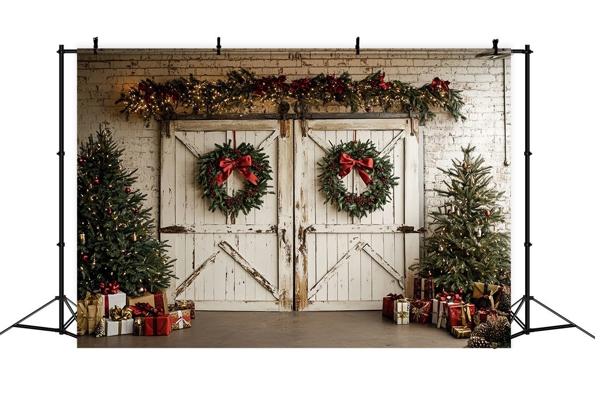 Professionelle Weihnachten Backdrops White Holiday Barn Backdrop CSH6-264