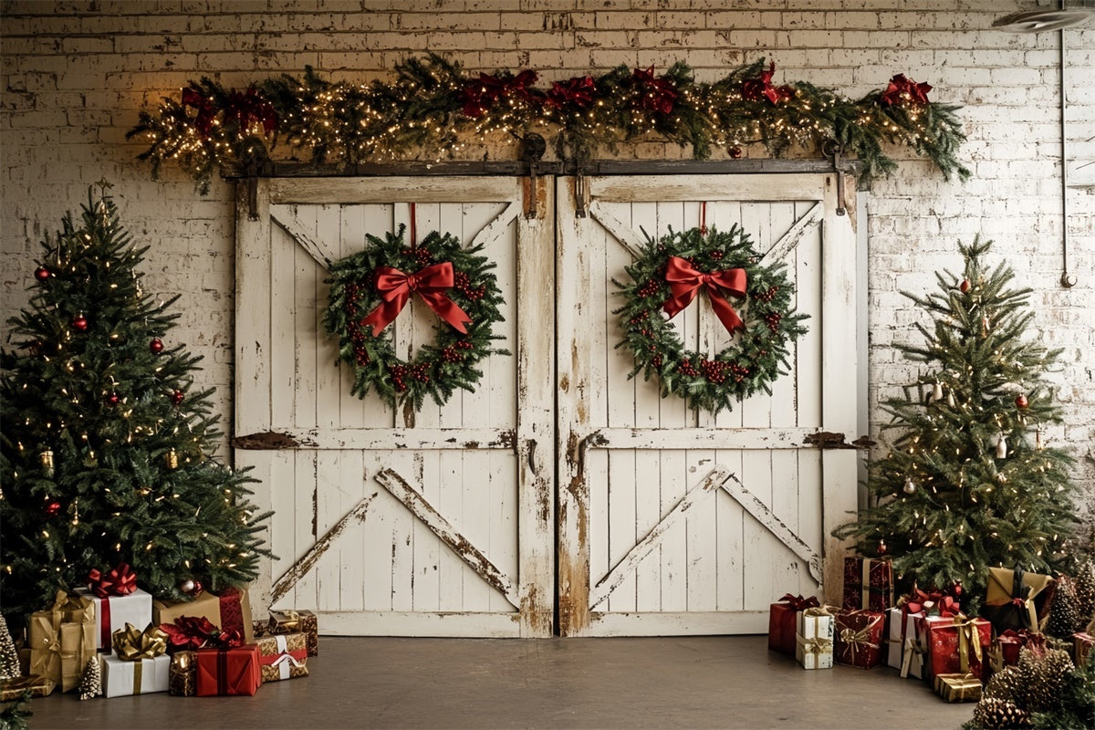 Professionelle Weihnachten Backdrops White Holiday Barn Backdrop CSH6-264