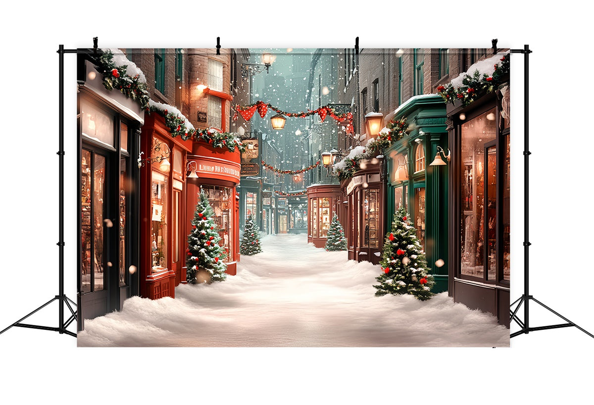 Weihnachten Dorf Backdrop Cozy Winter Straße Backdrop CSH6-265