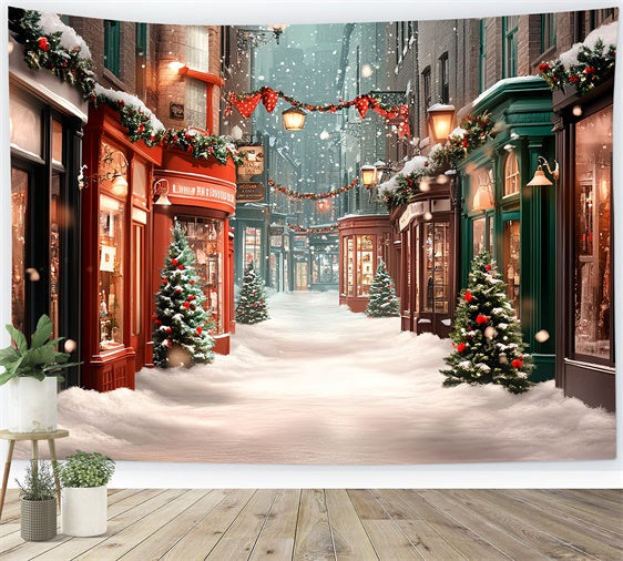 Weihnachten Dorf Backdrop Cozy Winter Straße Backdrop CSH6-265