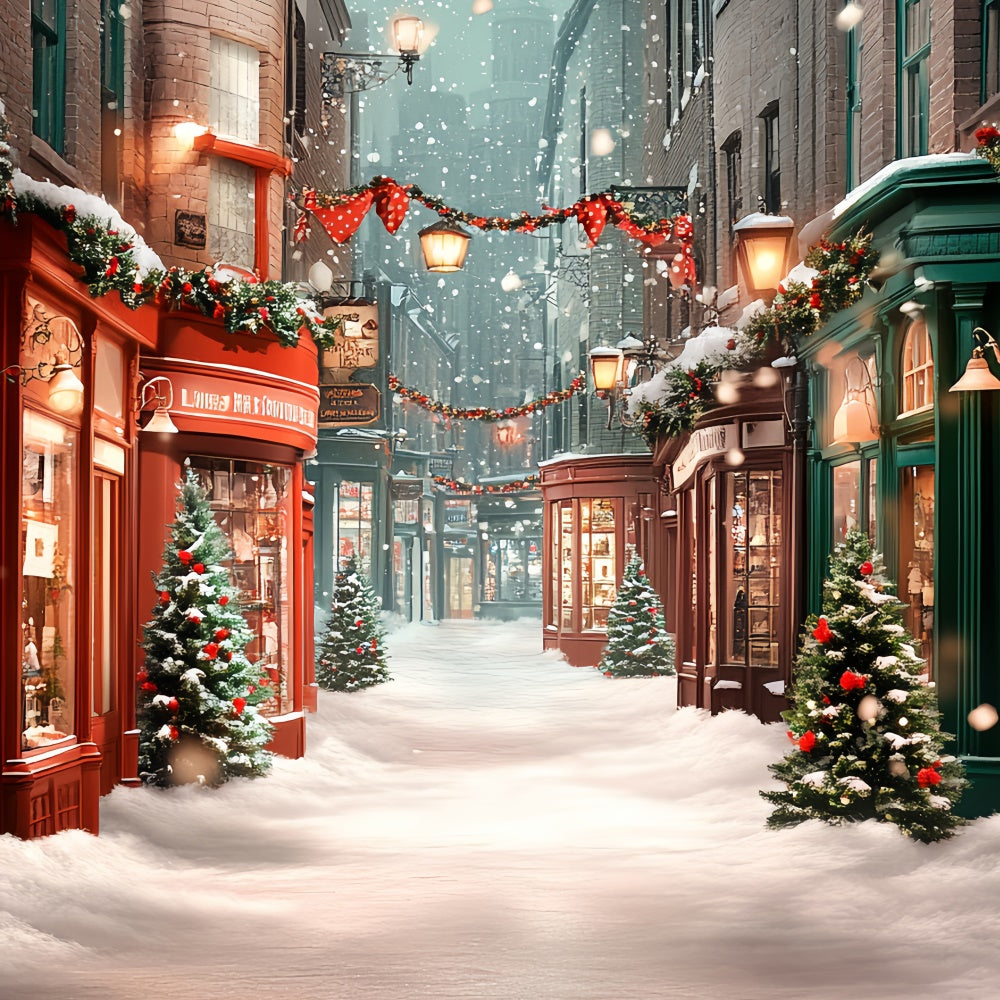 Weihnachten Dorf Backdrop Cozy Winter Straße Backdrop CSH6-265