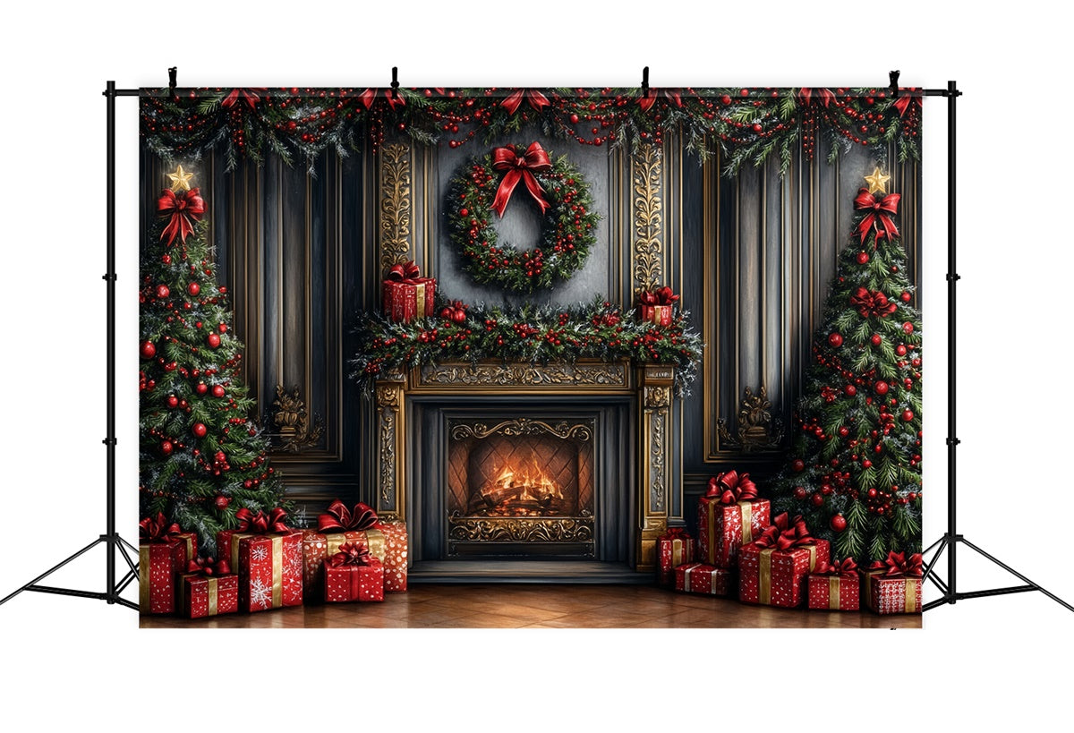 Weihnachten Kamin Backdrop Girlande Geschenke Kamin Backdrop CSH6-266