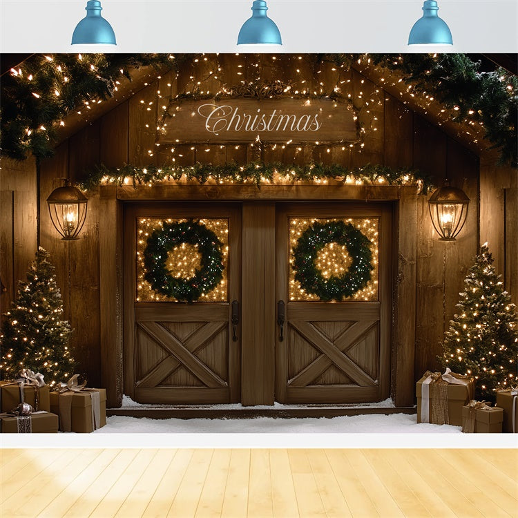 Weihnachten Fotografie Backdrops Festliche Hütte Eingang Hintergrund CSH6-267