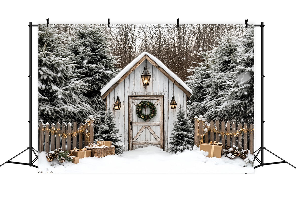 Weihnachten Fotografie Backdrops Rustikale Ferienhütte Backdrop CSH6-269