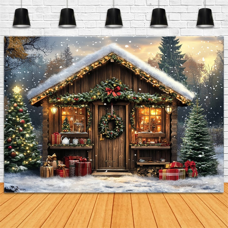 Professionelle Weihnachten Backdrops Snowy Lodge Magic Backdrop CSH6-272