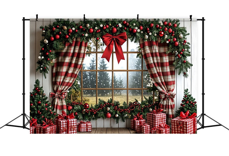Weihnachten Fotokulissen Rustikale Urlaub Fenster Hintergrund CSH6-274