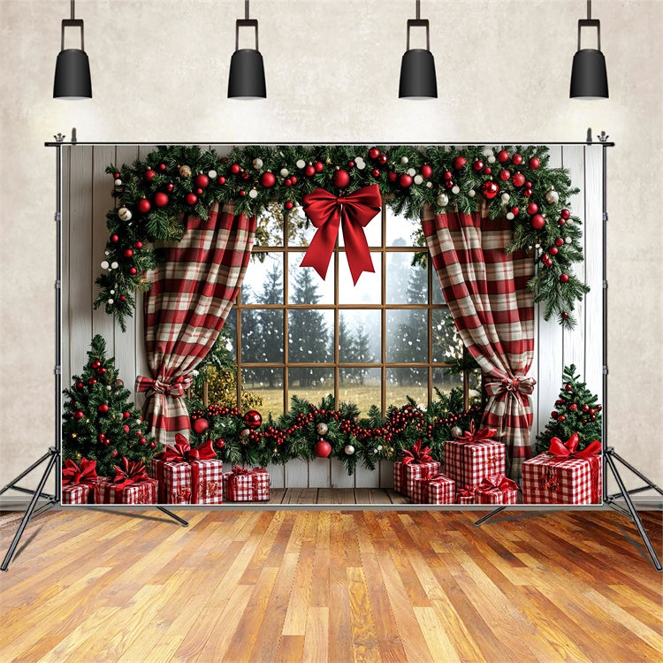 Weihnachten Fotokulissen Rustikale Urlaub Fenster Hintergrund CSH6-274