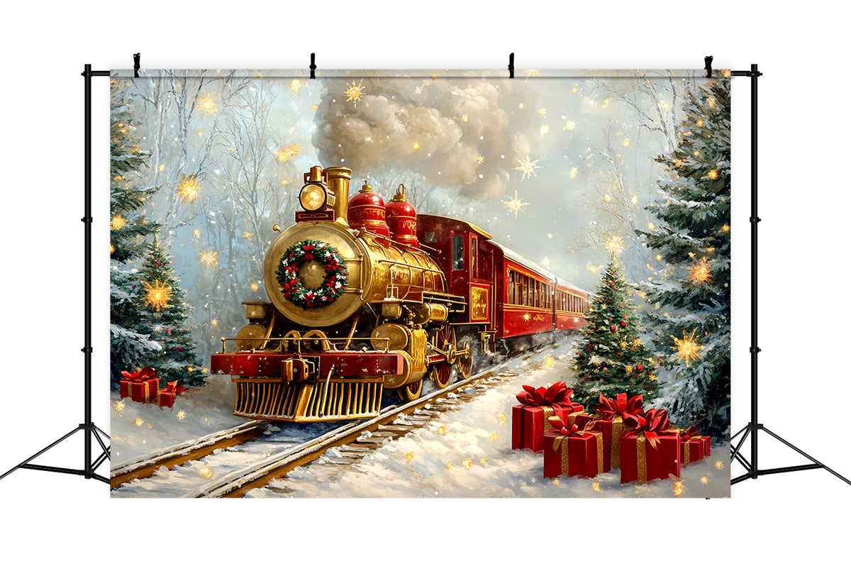 Professionelle Weihnachten Backdrops Snowy Train Track Backdrop CSH6-276