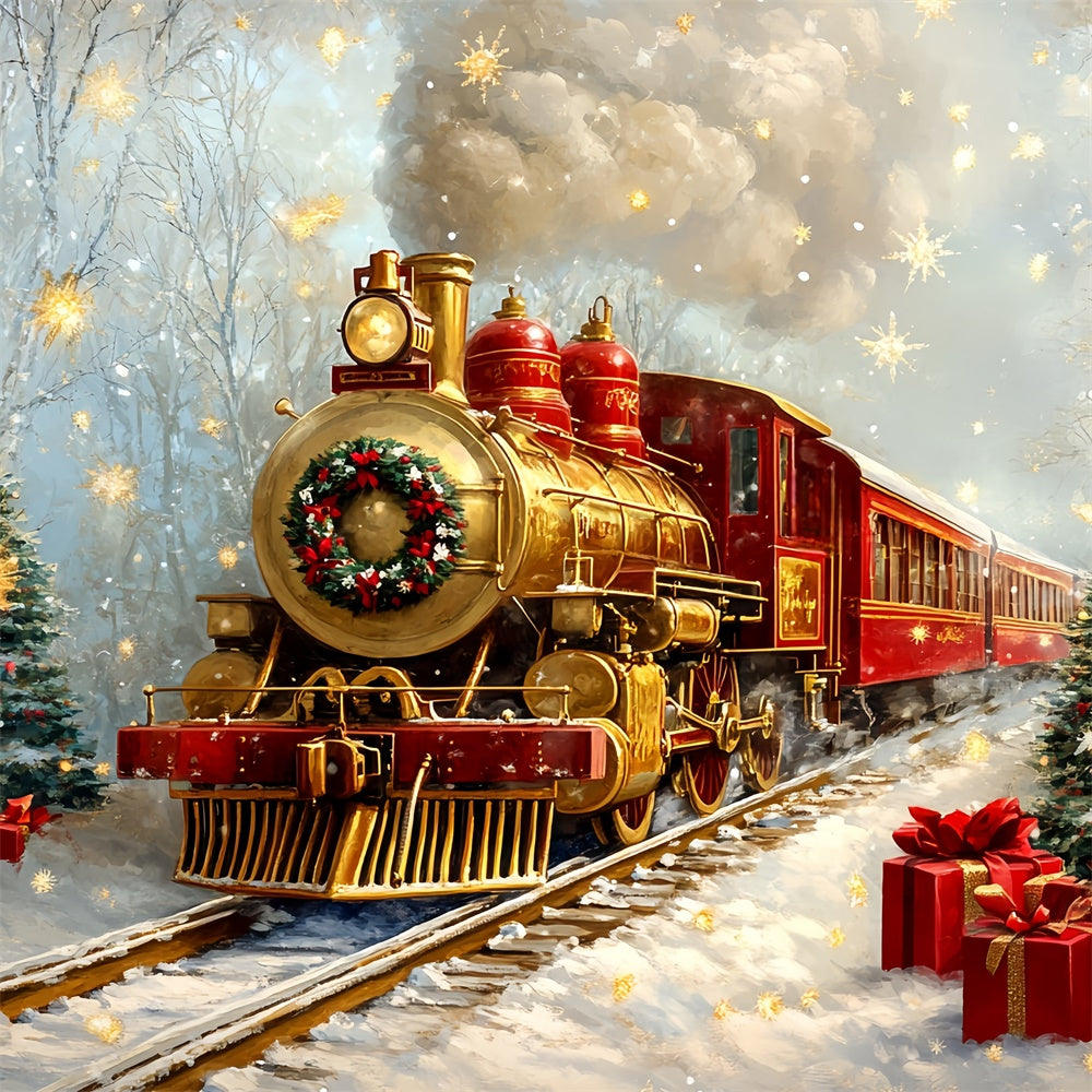Professionelle Weihnachten Backdrops Snowy Train Track Backdrop CSH6-276