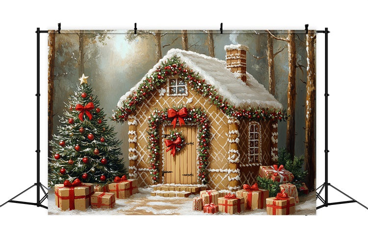 Weihnachten Backdrop für Fotos Frosted Candy Cabin Backdrop CSH6-277