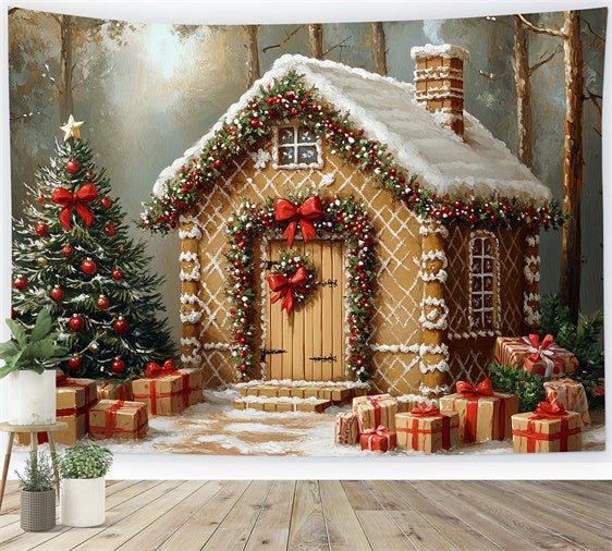 Weihnachten Backdrop für Fotos Frosted Candy Cabin Backdrop CSH6-277