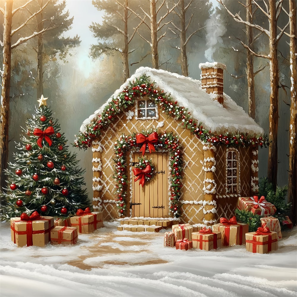 Weihnachten Backdrop für Fotos Frosted Candy Cabin Backdrop CSH6-277