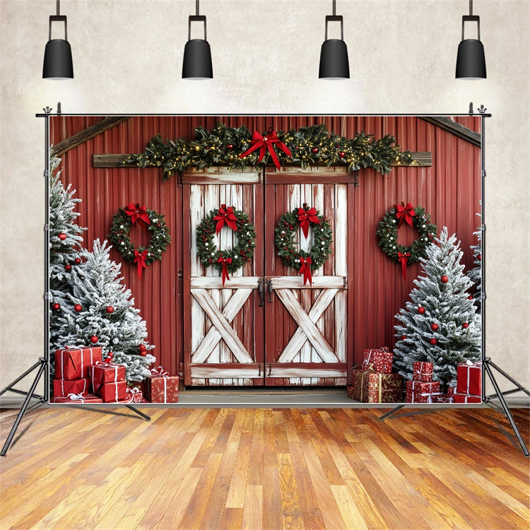 Weihnachten Backdrops für Fotografie Holiday Red Barn Backdrop CSH6-278