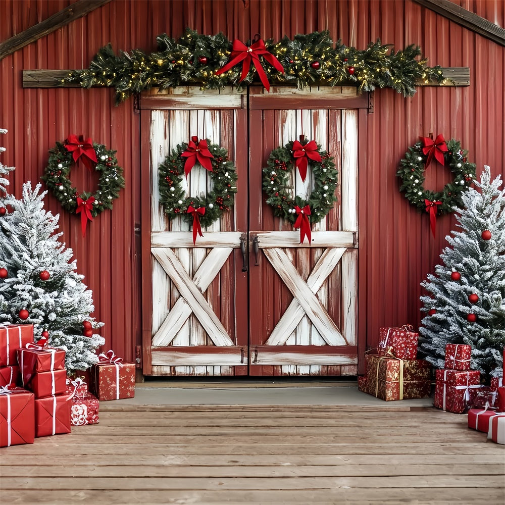 Weihnachten Backdrops für Fotografie Holiday Red Barn Backdrop CSH6-278