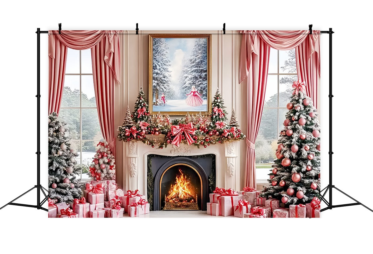 Weihnachten Kamin Backdrop Blush Holiday Hearth Backdrop CSH6-280