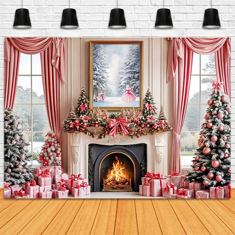 Weihnachten Kamin Backdrop Blush Holiday Hearth Backdrop CSH6-280