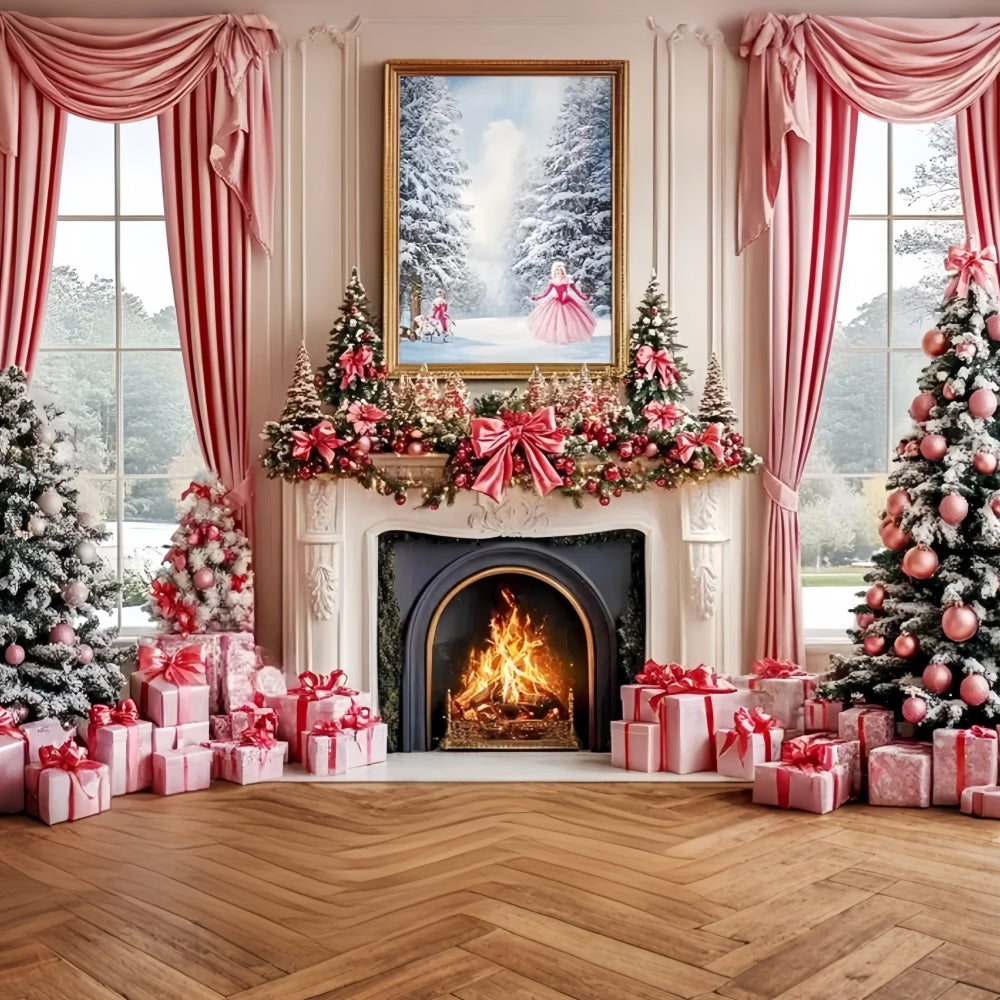 Weihnachten Kamin Backdrop Blush Holiday Hearth Backdrop CSH6-280