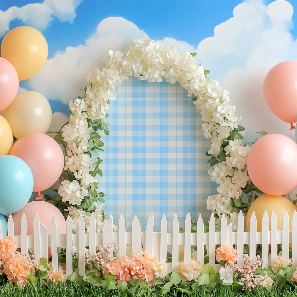 Tortenfotografie Backdrops Pastell Ballon Wiese Backdrop CSH6-304