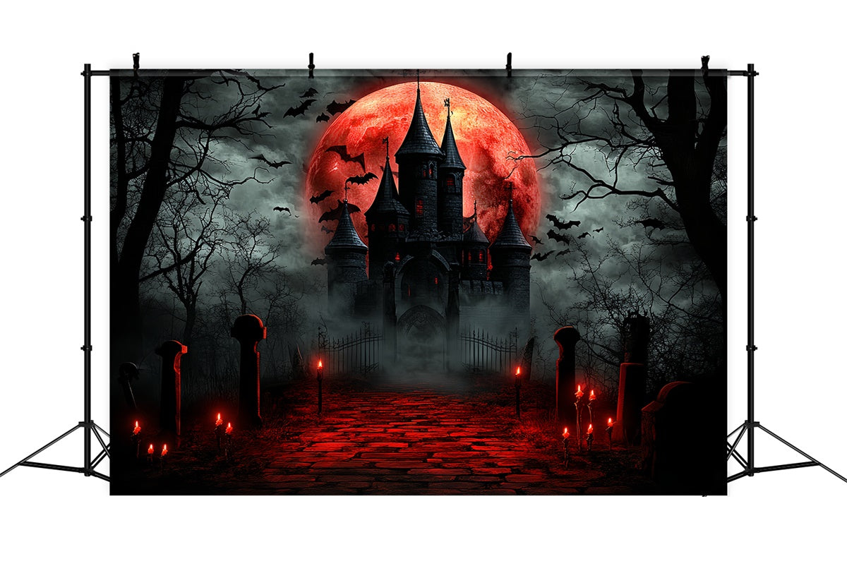 Halloween Moon Backdrop Blutmond Haunted Castle Backdrop CSH6-66