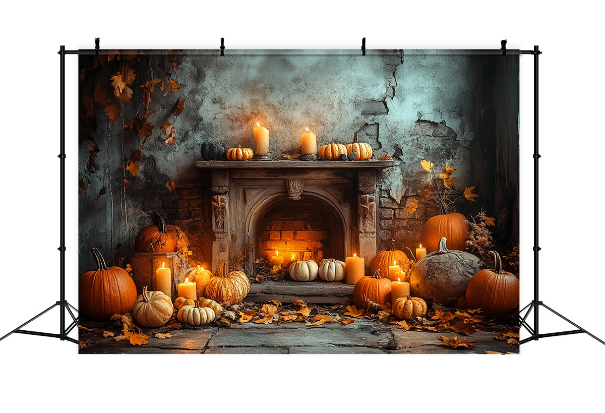 Halloween Fotohintergrund Geisterhafte Ernte Kaminhintergrund CSH6-73