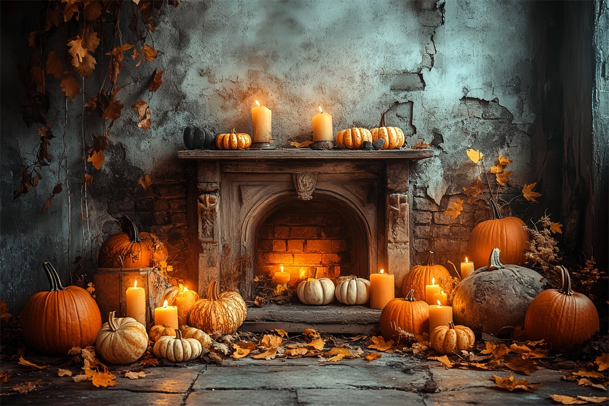 Halloween Fotohintergrund Geisterhafte Ernte Kaminhintergrund CSH6-73