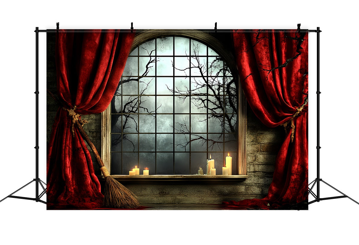 Halloween Fotohintergrund Fenster mondbeschienene Nacht Hintergrund CSH6-74