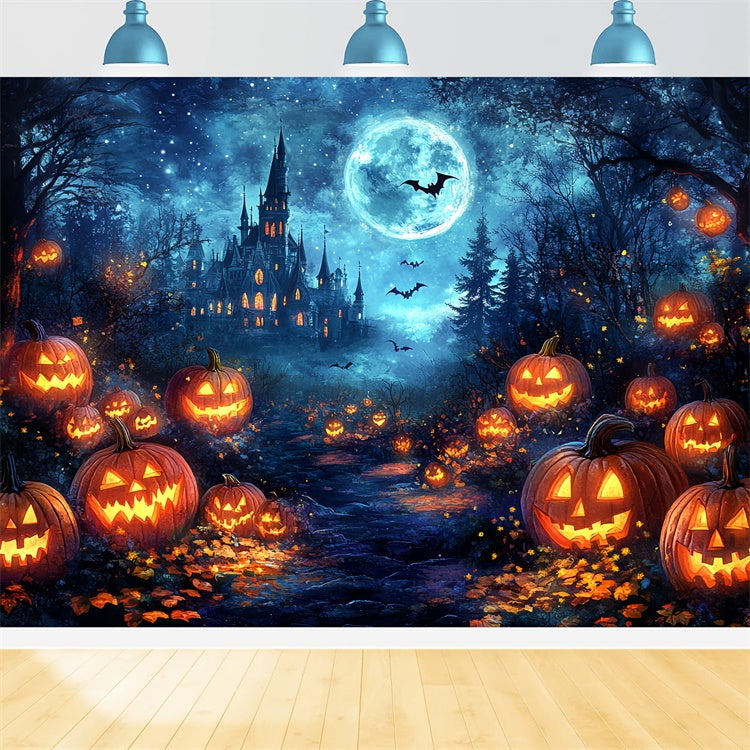Spooky Forest Backdrop Zauberschloss Kürbis Halloween Backdrops CSH6-81