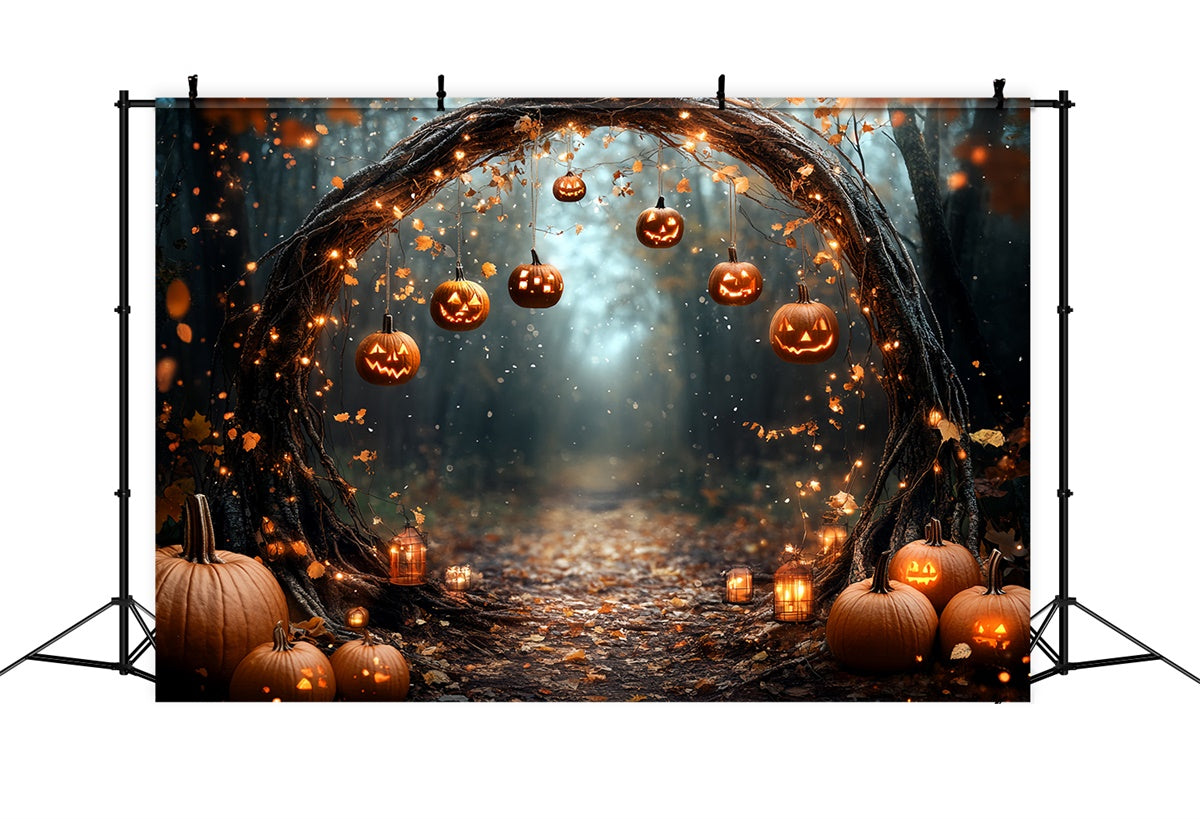 Magischer Wald Backdrop Verzauberter Kürbisbogen Halooween Backdrop CSH6-82