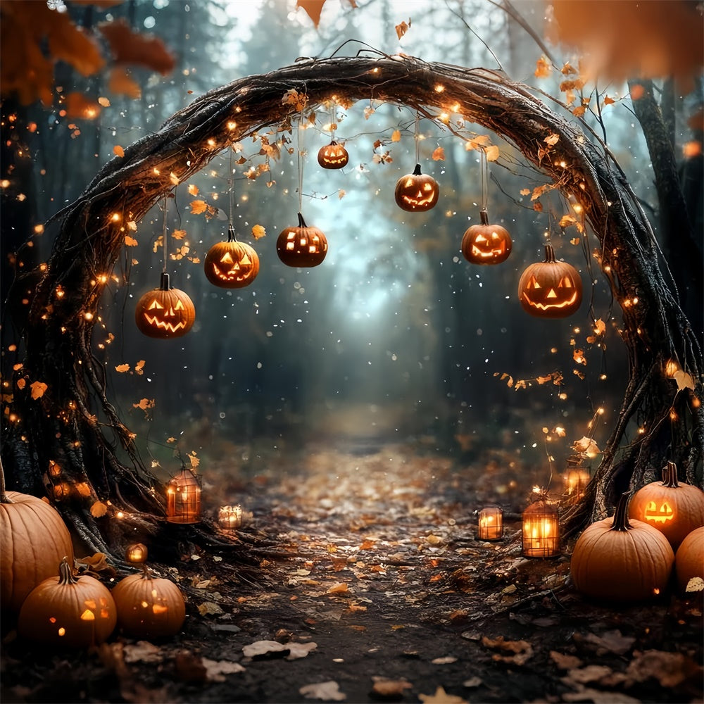Magischer Wald Backdrop Verzauberter Kürbisbogen Halooween Backdrop CSH6-82