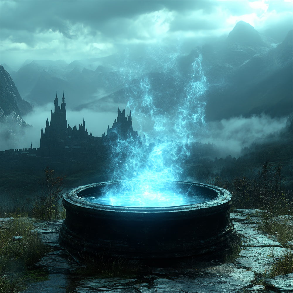 Halloween Fotohintergrund Gespenstischer Mystischer Brunnen Hintergrund CSH6-84