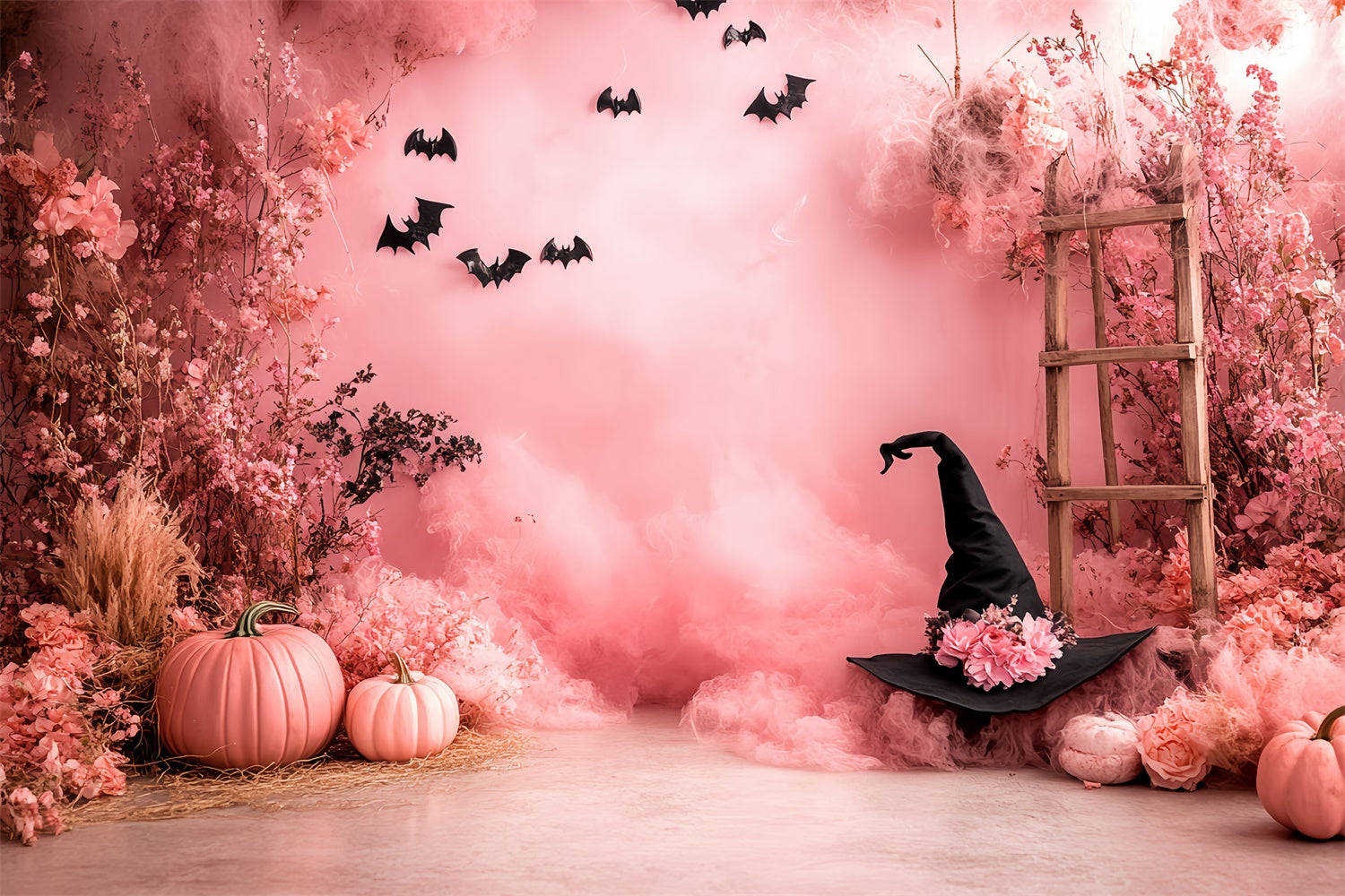 Halloween Wandhintergrund Rosa Hexe Gartenhintergrund CSH6-87
