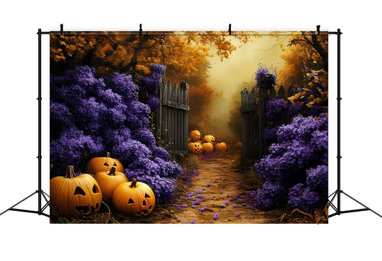 Halloween Fotohintergrund Haunted Floral Pumpkin Backdrop CSH6-89