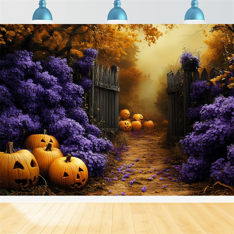 Halloween Fotohintergrund Haunted Floral Pumpkin Backdrop CSH6-89