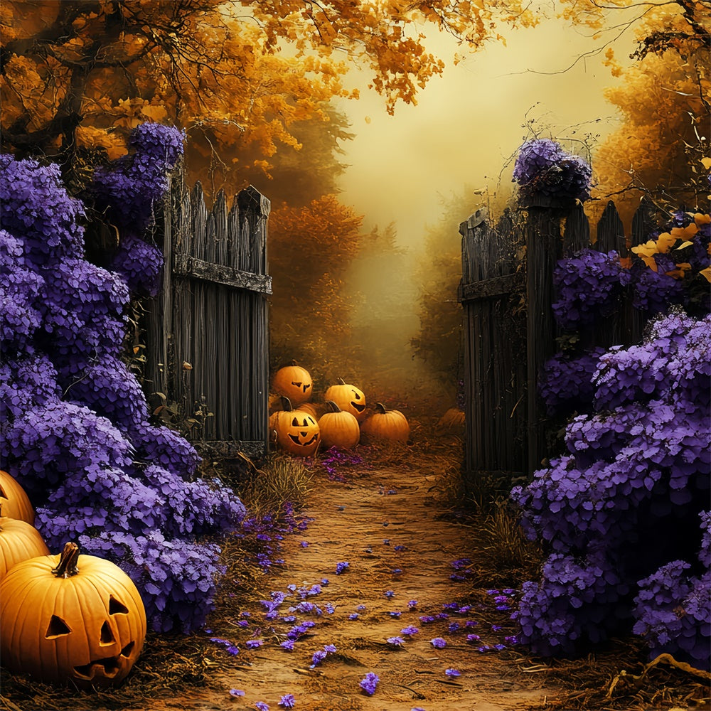 Halloween Fotohintergrund Haunted Floral Pumpkin Backdrop CSH6-89