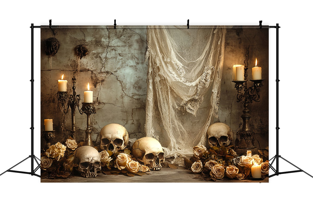 Gruseliger Halloween Hintergrund Gothic Totenköpfe Rose Hintergrund CSH6-95