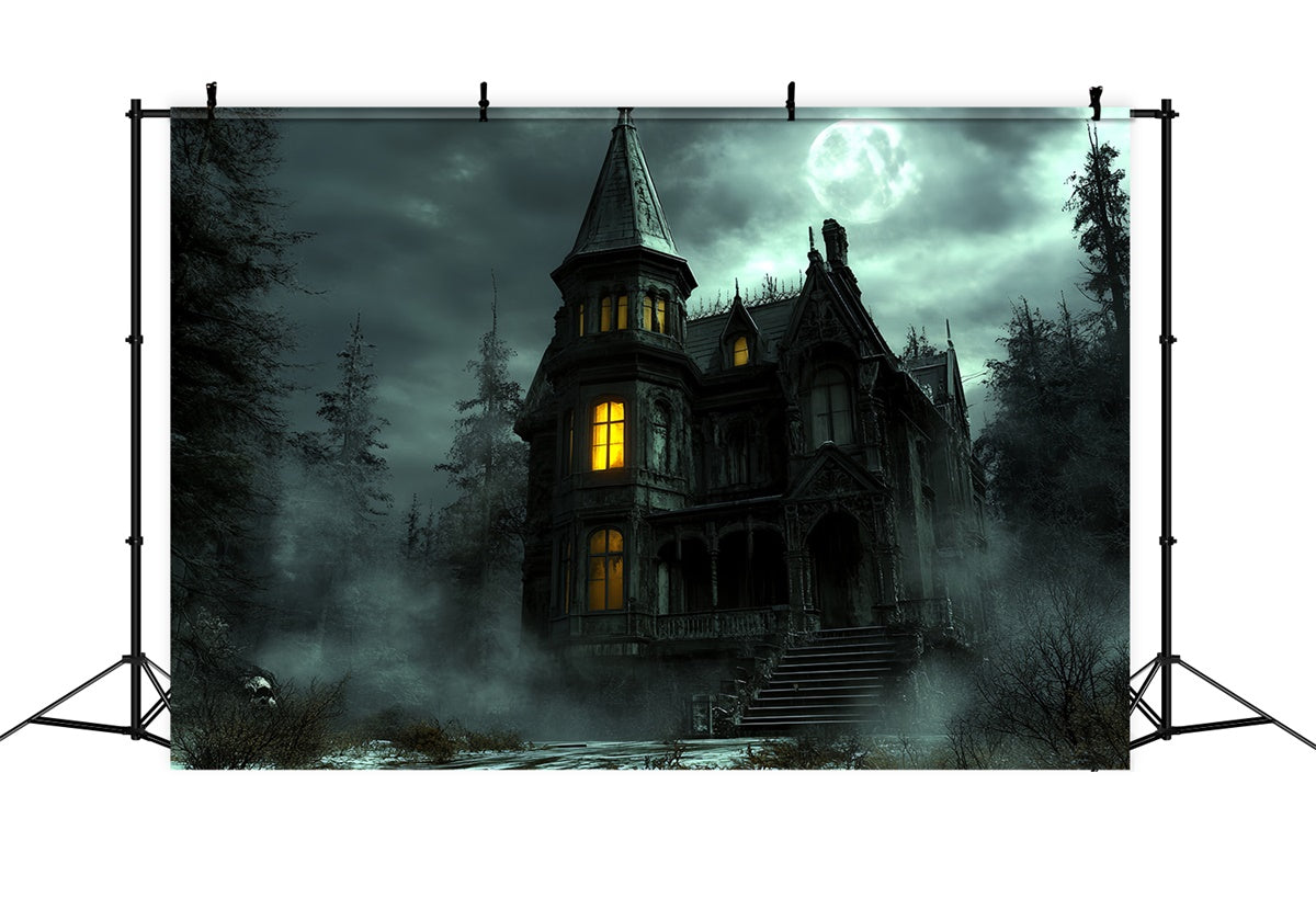 Gespenstische Wald-Hintergrundkulisse Spukschloss Glow Halloween-Hintergrundkulisse CSH6-97