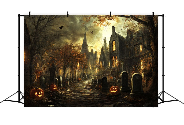 Halloween Friedhof Backdrop Spooky Cemetery Trail Backdrop CSH6-98