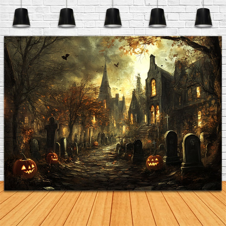 Halloween Friedhof Backdrop Spooky Cemetery Trail Backdrop CSH6-98