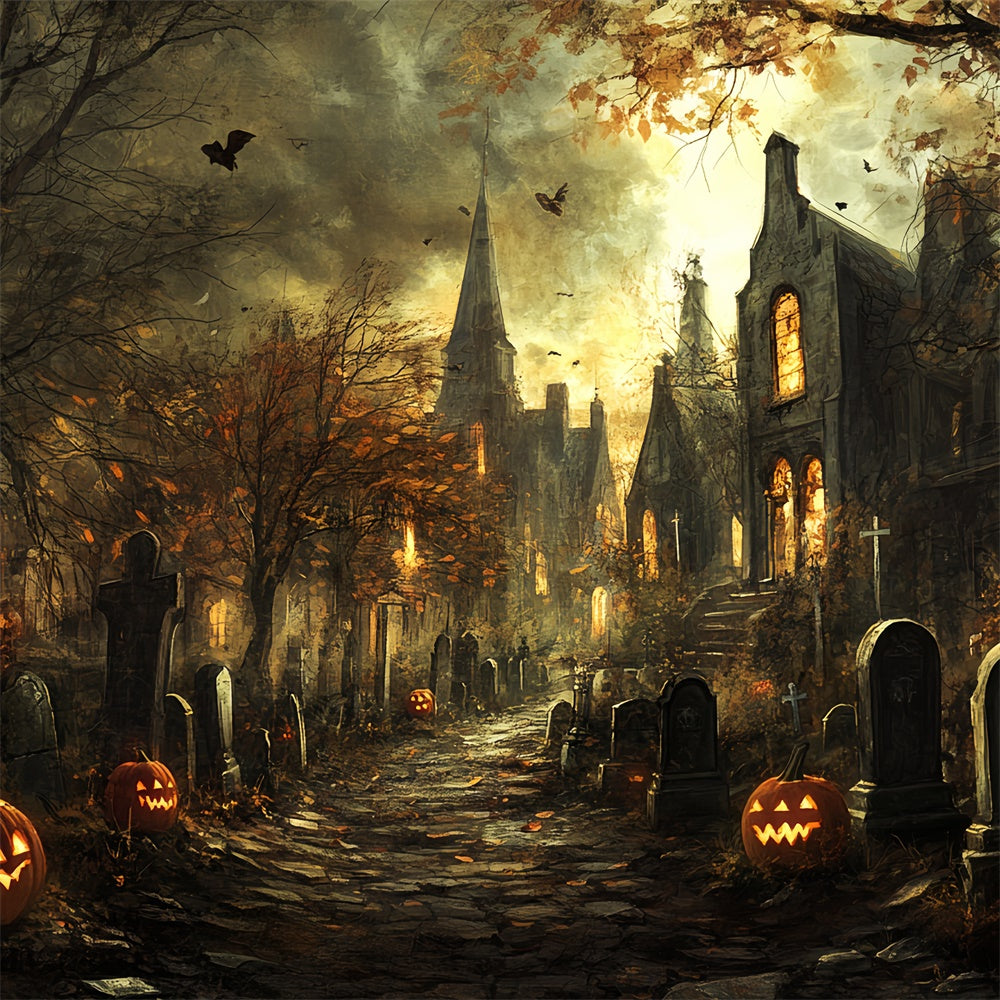 Halloween Friedhof Backdrop Spooky Cemetery Trail Backdrop CSH6-98