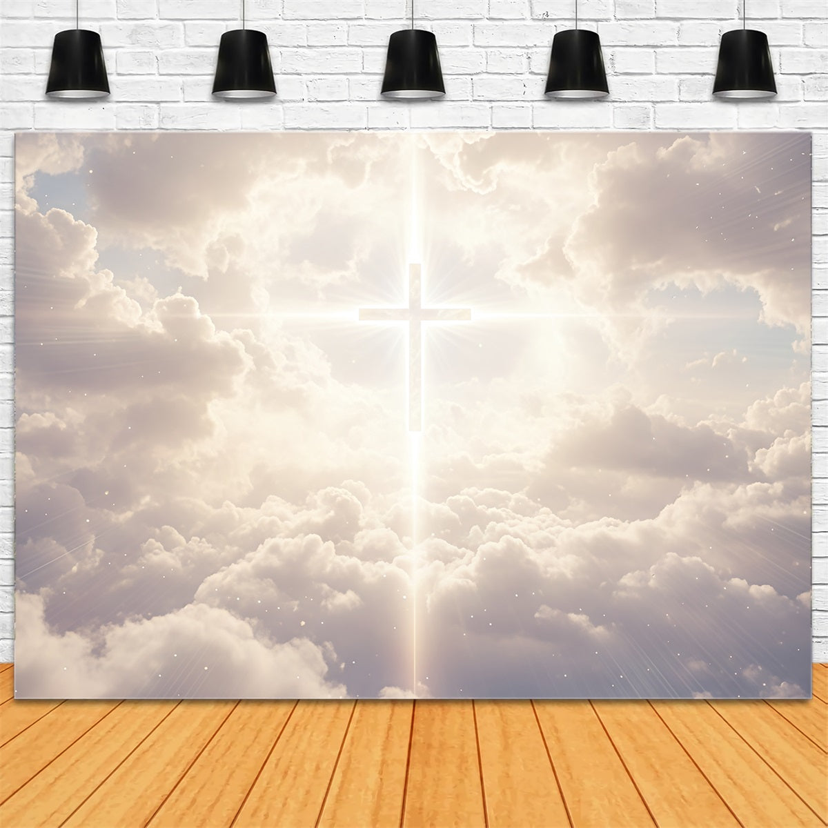 Oster-Hintergründe für die Kirche Himmlisches Licht Kreuz Wolken Oster-Hintergrund CSH61-1