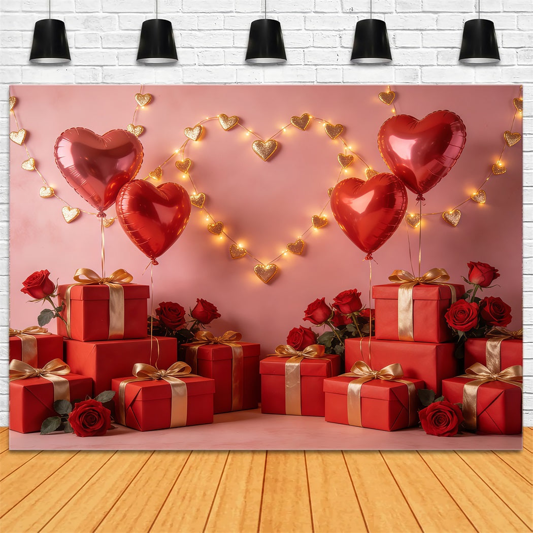 Geschenkbox-Valentinstag-Hintergrund Schwebende Herzballons Romantische Hintergründe CSH61-101