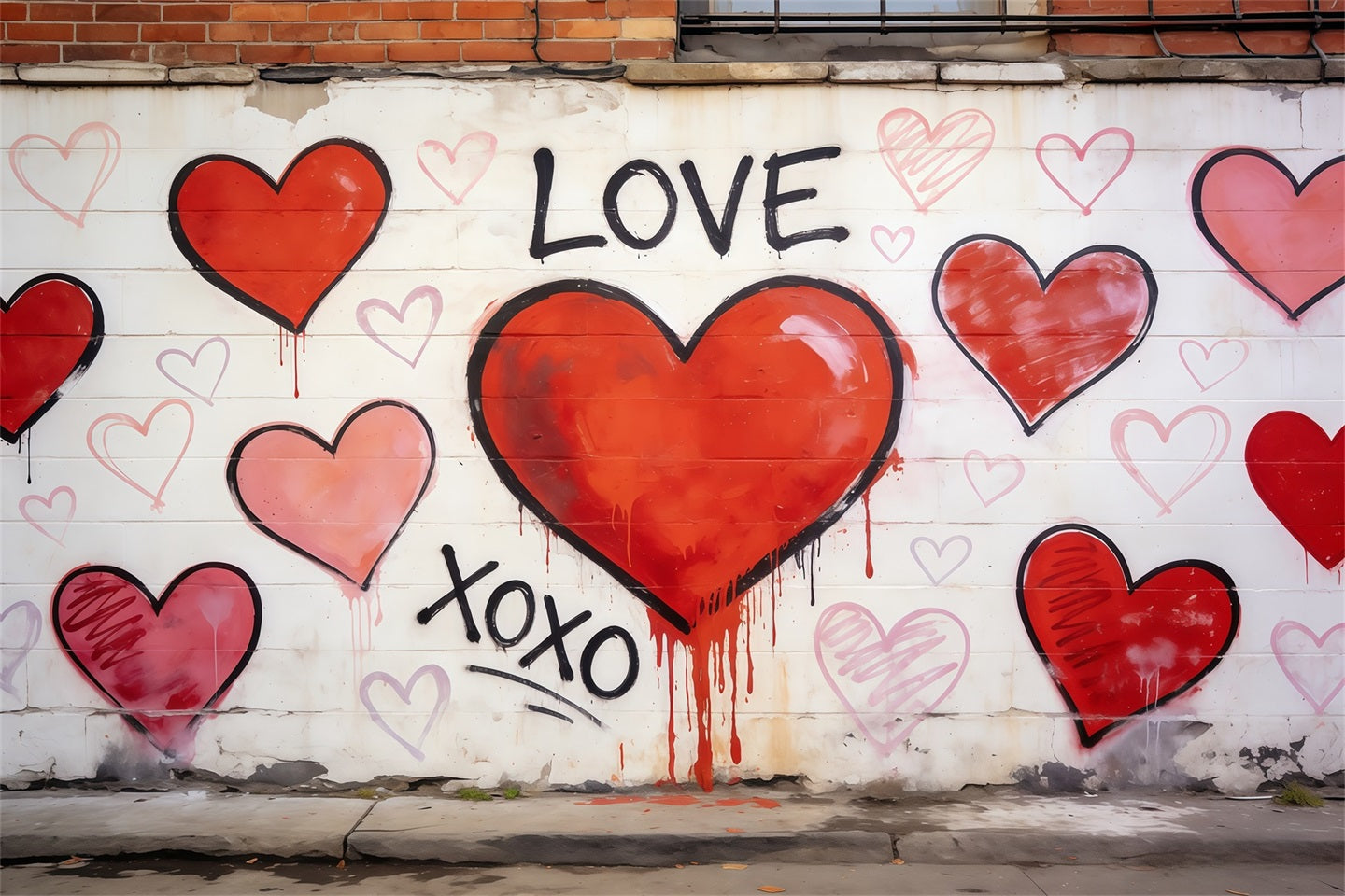 Graffiti-Wand-Valentinstag-Hintergrund Urban Love Herz Valentinstag-Fotohintergrund CSH61-105