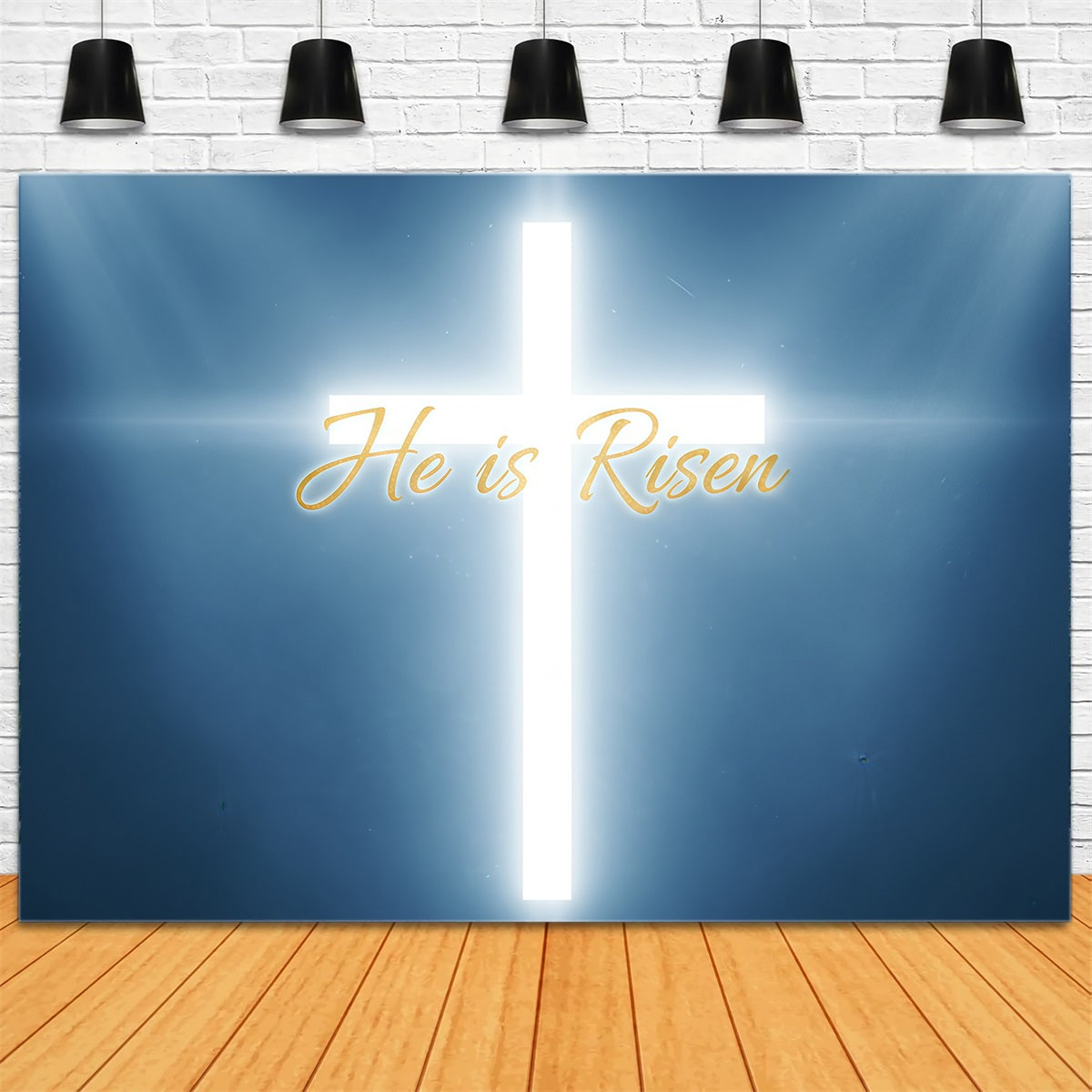 Osterkirche-Hintergrund Strahlendes Kreuz Himmlisches Licht Osterhintergründe CSH61-12