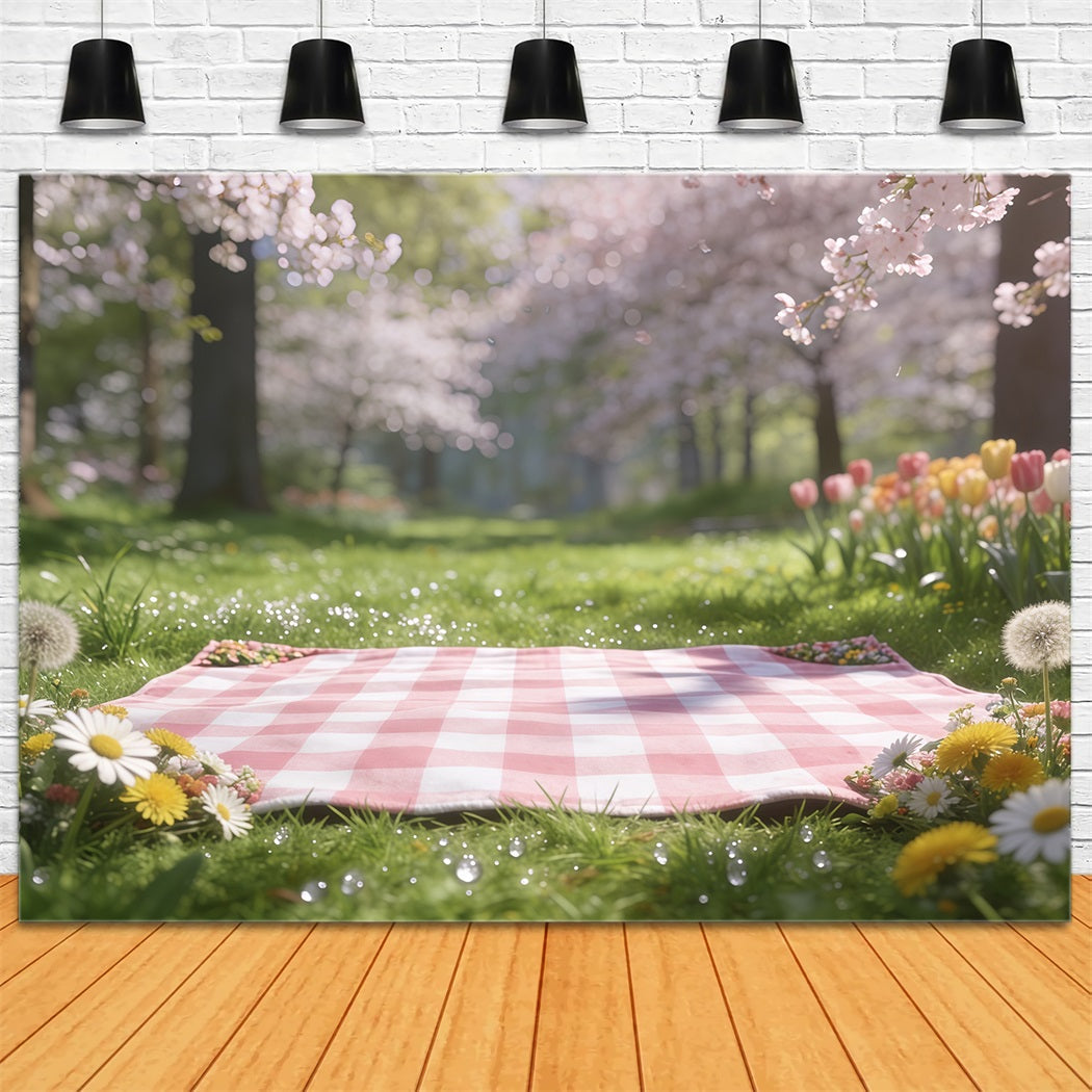 Picknick-Fotokulisse Kirschblüten-Picknickwiese Kulissen für den Frühling CSH61-127
