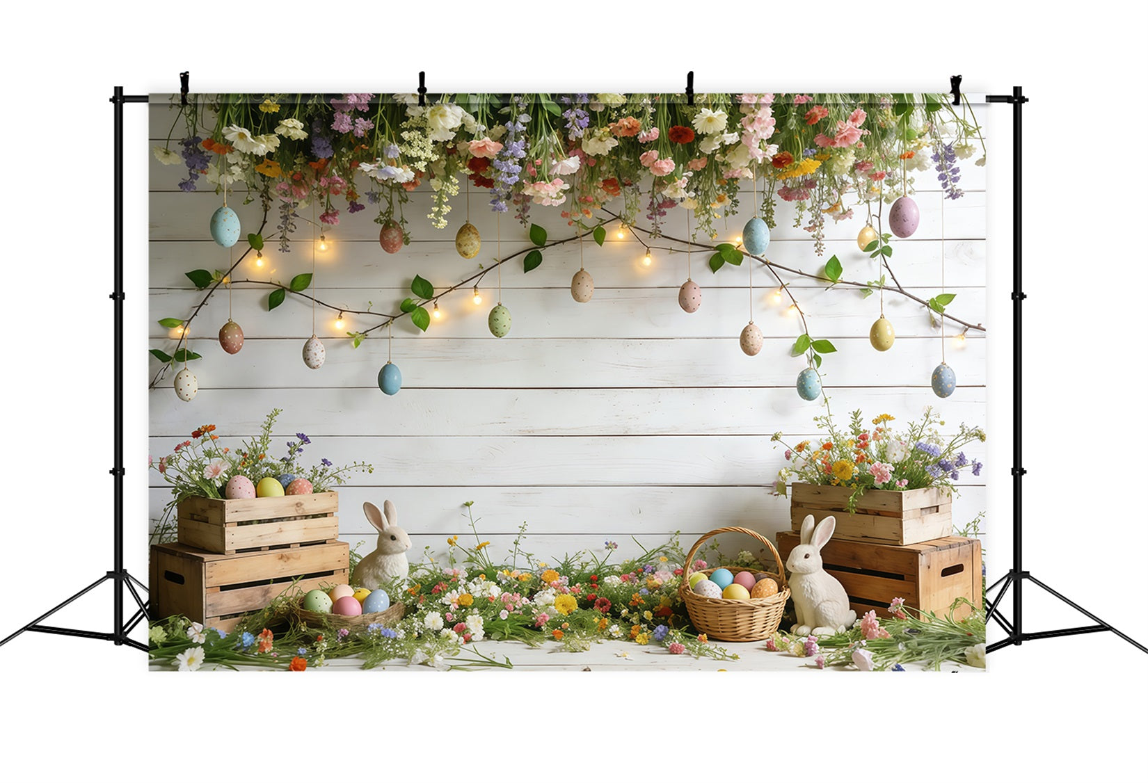 Oster-Frühlingshintergründe Pastellfarbener Hase Eier Garten Fotografie Frühlingshintergründe CSH61-144